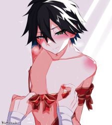 androgynous male male_only nipples ranpo_edogawa ribbon skinny tied_up