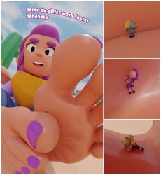 brawl_stars coceyx emz_(brawl_stars) feet feet_focus female_only foot_fetish foot_focus giantess mandy_(brawl_stars) max_(brawl_stars) purple_hair purple_nails shelly_(brawl_stars) soles