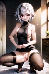 ai_generated arlecchino_(genshin_impact) female genshin_impact mizaraiart pussy solo spread_legs squatting stable_diffusion tagme virgin_killer_sweater