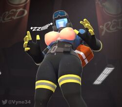 1girls female fempyro pyro_(team_fortress_2) solo team_fortress_2 tf2 unzip unzipped vyne