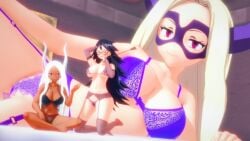 3d 3girls bunny_ears bunny_girl female female_only giantess koikatsu lace_bra lace_panties lingerie_only midnight_(my_hero_academia) miruko mount_lady multiple_girls muscle_girl muscle_tone my_hero_academia nemuri_kayama pinup pov pov_eye_contact rumi_usagiyama stockings takeyama_yuu tan_body tenguyurilove