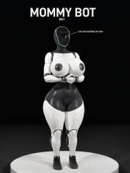 2024 ai_generated belly_button big_ass big_breasts black_body black_nipples black_skin bot breasts display displayed displaying face hands_together hands_under_breasts hi_res high_resolution massive_ass massive_breasts mommy nipples no robot screen_face sexbot standing tesla tesla_bot text thick_thighs thin_waist white_body white_skin wide_hips