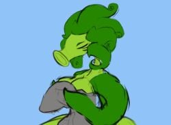 artesjsc big_breasts breasts cleavage female gatling_pea_turret green_skin huge_breasts peashooter_(pvz) plant_girl plant_hair plantie plants_vs._zombies_fusion plants_vs_zombies tagme