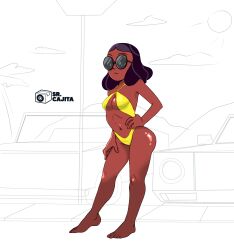 1girls bikini black_hair breasts cartoon_network dark-skinned_female dark_skin female female_focus female_only long_hair mature_female medium_breasts milf mother mrboxartist priyanka_maheswaran steven_universe sunglasses