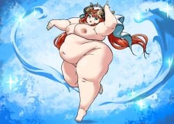 1girl 1girls belly belly_dancer breasts exposed_fat_belly fat fat_belly_dancer genshin_impact hoyoverse mihoyo mihoyo_technology_(shanghai)_co._ltd. nilou_(genshin_impact) nipples nude nude_female obese obese_female sumeru_girls