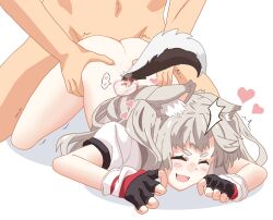 azur_lane bottomless closed_eyes cum_in_pussy cum_in_uterus cum_inside dog_ears dog_girl dog_tail doggy_style ejaculation fingerless_gloves grey_hair heart internal_cumshot making_love no_panties no_pants sex sex_from_behind smile white_shirt wolf_ears wolf_tail yuudachi_(azur_lane)