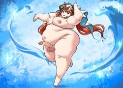 1futa areolae artist_request balls belly breasts fat full_body futa_only futanari human light-skinned_futanari light_skin long_hair maxfullbody nilou_(genshin_impact) nipples nude nude_female nude_futanari obese obese_female obese_futanari penis solo source_request standing third-party_edit