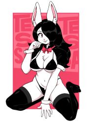 big_ass big_breasts bikini black_hair bunny bunny_ears cute hair_over_one_eye posing rabbit ravagaard seductive tessa_(ravagaard) white_skin