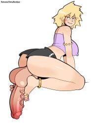 1futa anklet autofootjob back back_view blonde_hair bottomless clothed clothing cock-tail crop_top erection futa_only futanari huge_ass huge_cock human kneeling light-skinned_futanari light_skin looking_back masturbation mitsuki_bakugou mostly_clothed my_hero_academia penis sex short_shorts solo thegreyzen thehornyzen toe_ring tubetop