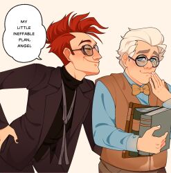 aziraphale blush crowley flirting gay good_omens