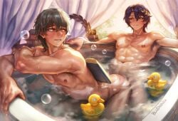 2boys armpit_hair bathtub bludwing caelus_(honkai:_star_rail) dr._ratio_(honkai:_star_rail) gay honkai:_star_rail male/male male_only tagme yaoi