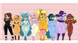 allison_(hashu) amelie_(hashu) anthro belly_dancer bottomless bottomwear breasts cascade_(hashu) clothed clothing cosplay costume eevee eeveelution espeon featureless_breasts featureless_crotch female flareon freya_(hashu) glaceon group hair hashi_(hashu) hashu hat headgear headwear loincloth lucina_(hashu) magic_user maid_uniform nintendo no_nipples open_mouth pokémon_(species) pokemon queenie_(hashu) sylveon tongue umbreon uniform vaporeon vendetta_(hashu) video_games witch witch_hat