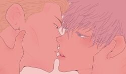2boys blush duo gay horny_male jujutsu_kaisen kento_nanami kissing male male/male male_only satoru_gojo yaoi