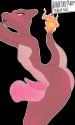 3:5 absurd_res animal_genitalia animal_penis anthro arched_back charmeleon equine_genitalia equine_penis erection frottage generation_1_pokemon genitals hi_res male male/male nintendo penile penis pokemon pokemon_(species) scaliepunk sex tapering_penis thigh_sex