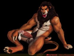 anthro balls boner cherry_blossom_kid condom condom_on_penis cum cum_in_condom disney erection furry lion male male_only mane nude penis scar scar_(the_lion_king) scar_across_eye solo solo_male the_lion_king