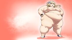 1girls belly breasts fat female female_focus female_only genshin_impact lumine_(genshin_impact) maxfullbody nude nude_female obese obese_female solo solo_female solo_focus