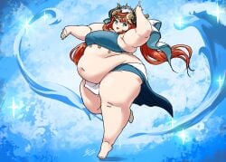 1girl 1girls belly belly_dancer bikini breasts exposed_fat_belly fat fat_belly_dancer genshin_impact hoyoverse mihoyo mihoyo_technology_(shanghai)_co._ltd. nilou_(genshin_impact) obese obese_female sumeru_girls