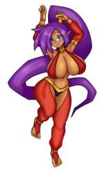 1girls ass barefoot belly_dancer belly_dancer_outfit big_breasts blue_eyes breasts choker colored dark-skinned_female dark_skin deviantart earrings female female_focus female_only genie hands_above_head harem_pants hoop_earrings kyzacreations large_breasts long_ears looking_at_viewer midriff pointy_ears ponytail purple_hair revealing_clothes shantae shantae_(character) simple_background smooth_skin solo solo_female thick_thighs thighs tiara transparent_background wayforward