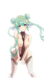 1girls big_breasts breasts breasts_out exposed_breasts exposed_shoulders eyebrow_raise finana_ryugu finana_ryugu_(2nd_costume) fish_girl gentwos green_hair hair_ornament head_fins looking_at_viewer nijisanji nijisanji_en no_bra no_panties purple_eyes sketch soft_breasts solo solo_female solo_focus thighhighs virtual_youtuber