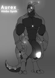 2024 abs anthro aurex_(futuretemp) balls biceps big_balls big_muscles big_pecs big_penis digital_drawing_(artwork) digital_media_(artwork) english_text flat_colors futuretemp genitals glowing glowing_eyes glowing_genitalia glowing_horn glowing_markings glowing_penis gradient_background grey_body half-erect hi_res horn huge_balls huge_cock humanoid_genitalia humanoid_penis hyper hyper_genitalia hyper_penis looking_at_viewer male markings model_sheet muscular muscular_anthro muscular_male no_shading nude pecs penis simple_background solo standing tail text thick_penis thick_tail thick_thighs