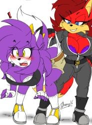 akatsukishiranui-fox anthro archie_comics big_breasts bra breasts bullying canid canine cleavage clothed clothing duo fan_character female fiona_fox fox hi_res mammal panties purple_bra sega sonic_(series) sonic_the_hedgehog_(archie) sonic_the_hedgehog_(comics) sonic_the_hedgehog_(series) underwear wedgie white_bra white_panties white_underwear