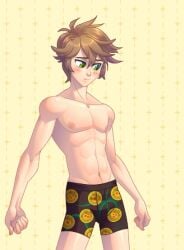 1boy abs blush blush_blush boxers game_cg gay male muscles muscular muscular_male pale_skin pecs sad_panda_studios scale_(blush_blush) slim slim_waist solo topless topless_male underwear