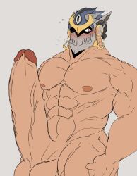 balls bara big_balls big_penis blush boner erection huge_cock male male_only muscles muscular nalnahi1 nude penis shiva_(tokyo_afterschool_summoners) solo solo_male tokyo_afterschool_summoners