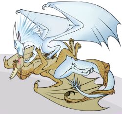 absurd_res anthro dragon duo feral hi_res icewing_(wof) kuueen male male/male qibli_(wof) sandwing_(wof) western_dragon wings_of_fire winter_(wof)