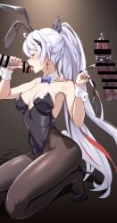 1girls 2boys big_penis black_pantyhose bunnysuit censored censored_penis closed_eyes dark-skinned_male dark_skin fake_animal_ears fake_rabbit_ears high_heels honkai_(series) honkai_impact_3rd hoyoverse huiqian implied_cuckolding kiana_kaslana kiana_kaslana_(herrscher_of_flamescion) licking_penis light-skinned_female light-skinned_male light_skin medium_breast mihoyo mmf_threesome open_mouth pantyhose ponytail ribbon threesome white_hair