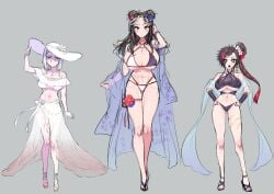 1girls 3girls :o artist_name artist_signature artist_website background beach big_ass big_breasts bikini breast_grab breasts brown_fur brown_hair curves different_sized_breasts female female_focus female_only full_body genderswap_(mtf) gray gray_hair huge_breasts jack_the_ripper kimono looking_at_viewer multiple_girls qin_shi_huang_(shuumatsu_no_valkyrie) raiden_tameemon_(shuumatsu_no_valkyrie) rule_63 seductive shuumatsu_no_valkyrie solo solo_female solo_focus tagme tenpura_(artist) tenpura_(tenpura621)