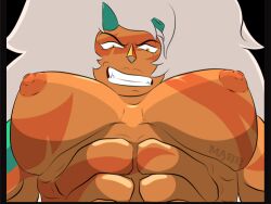 abs big_breasts clenched_teeth gem_(species) jasper_(steven_universe) looking_down mabb muscles nipples steven_universe