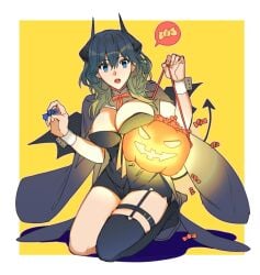 1girls alternate_costume breasts byleth_(fire_emblem) byleth_(fire_emblem)_(female) cleavage female female_only fire_emblem fire_emblem:_three_houses halloween halloween_costume kkomcce large_breasts nintendo solo