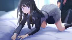 1boy 1boy1girl 1girls all_fours animated bangs black_hair black_socks blush booty brown_loafers consome2021 cum cum_inside cum_on_hair doggy_style english_subtitles female houriigurei inoue_takina knee_socks kneehighs kneesocks large_penis loafers long_hair longer_than_30_seconds longer_than_one_minute lycoris_recoil lycoris_uniform majima_(lycoris_recoil) male medium_breasts mp4 neck_ribbon no_bra no_panties on_bed panties pants penetration penis precum pubic_hair purple_eyes ribbon school_uniform schoolgirl sex shirt skirt skirt_pull socks solo_focus sound thighs uncensored underwear vaginal vaginal_penetration vaginal_sex video