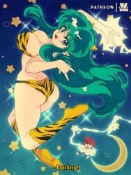 alternate_version_available ass ataru_moroboshi big_breasts bikini blue_eyes bluethebone breasts brown_hair female green_hair hair horns long_hair lum male needs_tags retro_artstyle tagme urusei_yatsura