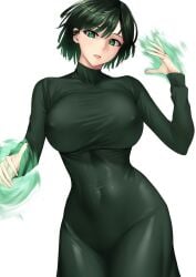 1girls aura bangs belly belly_button big_breasts blush bob_cut breasts busty clothed clothes clothing collarbone curvaceous curvy curvy_body curvy_female curvy_figure dark_green_hair dress erect_nipples esper eye_contact eyelashes female female_focus female_only fringe front_view fubuki_(one-punch_man) green_aura green_eyes green_hair hand_up heroine highres hips hourglass_figure karakari large_breasts legs legs_together light-skinned_female light_skin lips lipstick long_sleeves looking_at_viewer medium_hair midriff navel nipple_bulge one-punch_man open_mouth pink_lips pink_lipstick psychic see-through see-through_clothing shiny_skin short_hair skin_tight slim slim_waist solo solo_female solo_focus stomach telekinesis thick thick_legs thick_thighs thin_waist tight_clothing tight_dress toned toned_body toned_female toned_stomach turtleneck turtleneck_dress voluptuous waist white_background wide_hips