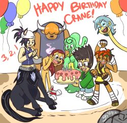 birthday casual casual_nudity centaur completely_nude completely_nude_female crane_hollow female minionking monster_girl naked_sneakers nonsexual_nudity nude_alt odin_thompson only_one_naked sneakers text wholesome