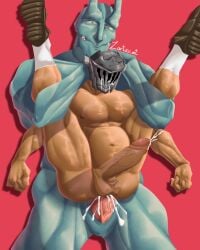 anal anal_sex balls bara big_penis boner cum cum_in_ass erection full_nelson gay goblin_slayer goblin_slayer_(goblin_slayer) lizard_priest male male_only muscles muscular orgasm penis sex zartzy