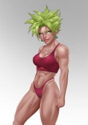 cute dragon_ball dragon_ball_super kefla muscular muscular_female potara_earrings potara_fusion robilua saiyan solo super_saiyan universe_6 universe_6_girls