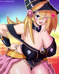 1girls acceptabledumbass alternate_costume alternate_version_available armpits big_breasts blonde_hair dark_magician_girl duel_monster female heart magi_magi_magician_gal nipples_visible_through_clothing panties tagme wink winking_at_viewer yu-gi-oh! yu-gi-oh!_duel_monsters