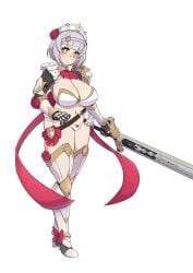 1girls armor big_breasts bikini_armor breasts female female_only gatocartoon genshin_impact hips huge_breasts human human_only humanoid large_breasts noelle_(genshin_impact) solo solo_female sword thick thick_thighs thighs underwear weapon wide_hips