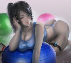 1girls 2022 abs absurd_res absurdres alternate_version_available artist_name artist_signature ass bent_over big_ass big_breasts big_butt black_hair blue_g-string blue_thong blue_underwear blush blushing_at_viewer breasts bubble_ass bubble_butt busty cleavage clothing curvy dat_ass electronics exercise_ball eye_contact fat_ass female female_focus female_only g-string g-string_only game_controller gray_body green_eyes grey_body grey_skin hi_res high_resolution highres joycon_controller joycon_strap large_ass large_breasts leaning_forward legwear looking_at_viewer muscle muscle_tone musclegut muscular muscular_female nintendo oscuroii pale-skinned_female pale_skin pilates_ring ponytail pov pov_eye_contact ringcon_controller six_pack smile smiling smiling_at_viewer solo solo_female solo_focus sports_bra sportswear super_smash_bros. sweat sweatdrop sweatdrops sweating sweaty sweaty_body tagme tank_top thick_ass thigh_strap thighs thong toned toned_female twitter_username underwear voluptuous wii_fit wii_fit_trainer