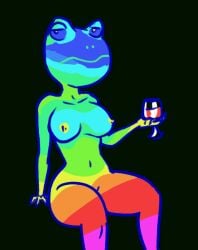 artist_fluor1te artist_fluorite breasts female fluorite martincitopants rainbow_frog wine_glass