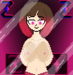 1girls 2022 bete_noire big_breasts brown_hair female female_only glitchtale pink_eyes pink_highlights pixel_art tagme twitter undertale undertale_(series) undertale_au undertale_fanfiction z!betty zixy