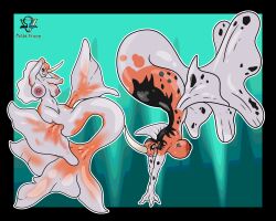 2girls anthro anthro_only anthrofied background breasts deltavinny female fish game_freak glistening_body goldeen hips lips mermaid multiple_girls pokémon_(species) pokemon pokemon_(species) pokemon_rgby seaking thick underwater waist