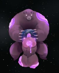 2022 absurd_res anthro artist_name balls big_balls big_penis bodily_fluids brown_bear digital_media_(artwork) earth erection fur genital_fluids genitals glans glowing glowing_eyes grizzly_bear hi_res holding_planet huge_balls huge_cock humanoid_genitalia humanoid_penis hyper hyper_balls hyper_genitalia hyper_penis in_space macro male mammal mr._grizz nintendo nude penis planet precum slime smile snackable solo space splatoon splatoon_3 spoilers star terra_macro unusual_bodily_fluids unusual_genital_fluids unusual_precum ursid ursine video_games