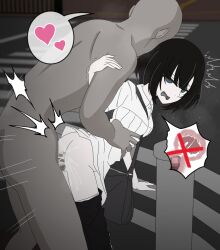 akashi artist_request censored clothed clothing creampie cum_inside doggy_style faceless_male heart mosaic_censoring public sex solo_focus the_tatami_galaxy trembling unwanted_cumshot vaginal_penetration yojouhan_shinwa_taikei