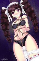 blush bondage bra celestia_ludenberg danganronpa danganronpa:_trigger_happy_havoc danganronpa_1 female_only gag gagged handsofmidaz lingerie lingerie_only panties rope rope_bondage sex_toy smooth_skin tied_up underwear underwear_only vibrator