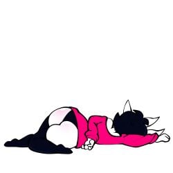 amy_(jek_korpen) big_ass black_hair black_legwear black_panties bubble_butt family_guy_death_pose horn jek_korpen panties solo stockings tagme