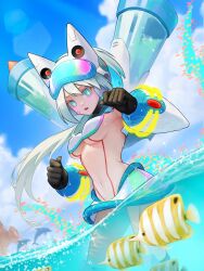 1girls android beach bikini breasts ico_(mega_man) mega_man mega_man_x_dive nao_(gatita) robot_girl skimpy_bikini swimsuit swimsuit_ico_(x_dive) underboob