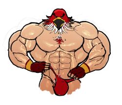 balls bara bulge fatal_fury flaccid garou:_mark_of_the_wolves gay griffon king_of_fighters male male_only mask masked muscles muscular penis ripped-saurian snk solo solo_male tizoc wrestler